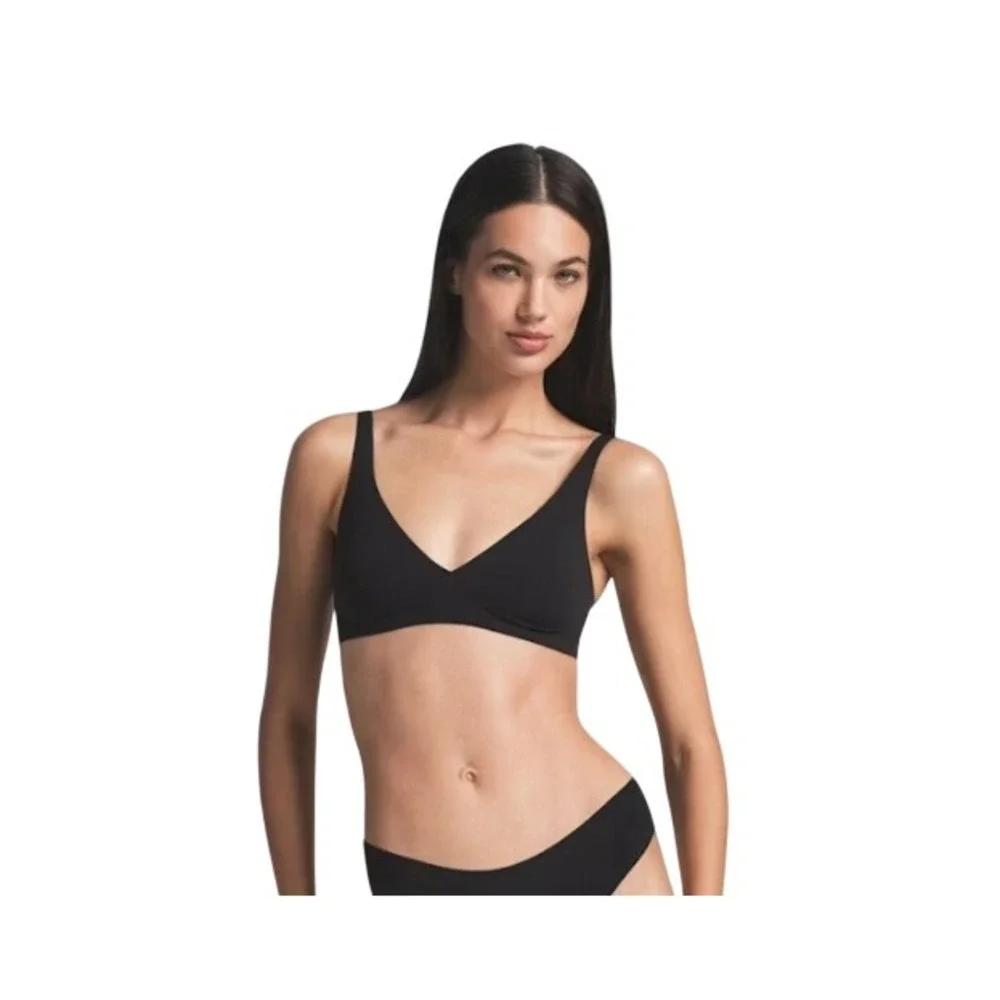 Skims Naked Plunge Bra BR-PLG-1865 Onyx Black Size Large Seamless Underwire-Free